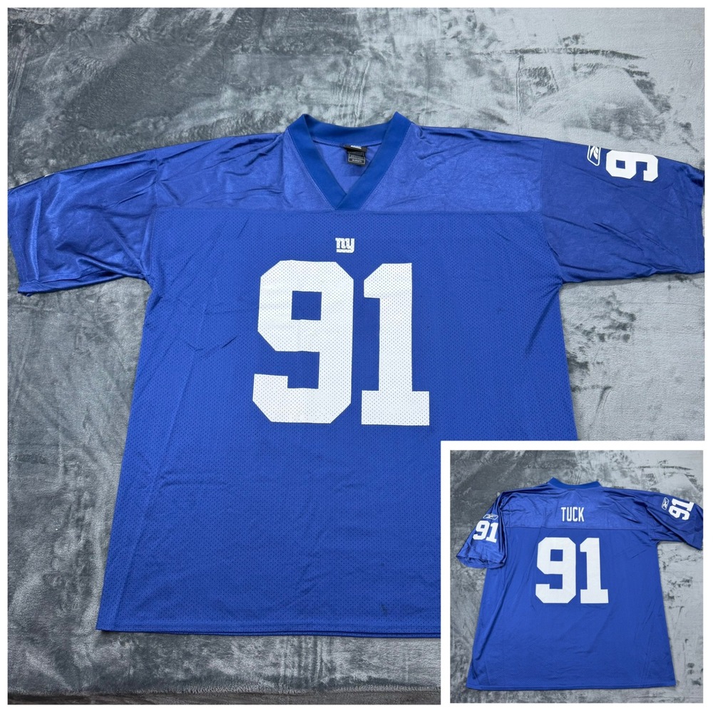 Reebok NFL New York Giants Justin Tuck 91 Jersey‎ Mens 2XL Blue Football Mesh
